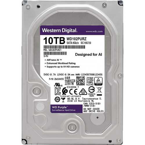 Жесткий диск 10TB Western Digital WD102PURZ для видеонаблюдения