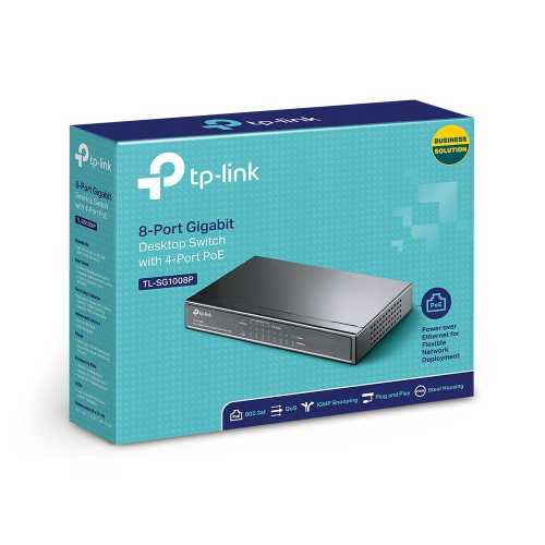 PoE-коммутатор TP-Link TL-SG1008P 8-портовый гигабитний с 4 PoE+ портами неуправляемый