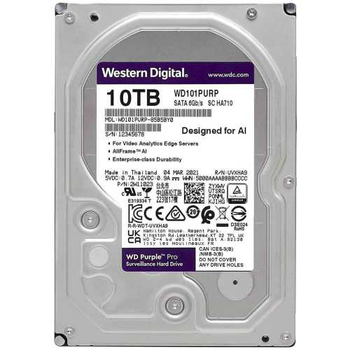 Жесткий диск 10TB Western Digital WD Purple Pro WD101PURP для видеонаблюдения с AI