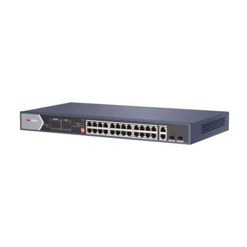 Неуправляемый 28-портовый PoE коммутатор Hikvision DS-3E0528HP-E с 24 портами PoE