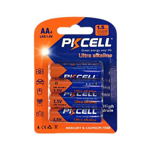 Комплект из 20 батареек PKCELL Ultra Alkaline AA LR6 1.5V по 4шт./блистер