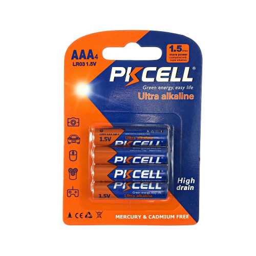 Комплект из 20 батареек PKCELL Ultra Alkaline AAA LR03 1.5V по 4шт./блистер