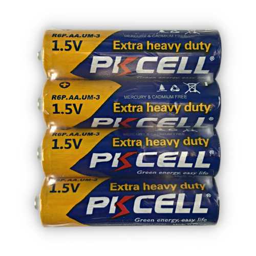 Комплект з 20 батарейок PKCELL Extra Heavy Duty AA R6P 1.5V по 4шт./плівка