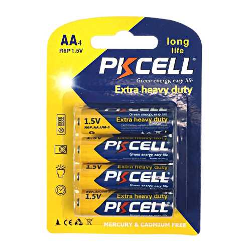 Комплект из 20 батареек PKCELL Extra Heavy Duty AA R6P 1.5V по 4шт./блистер