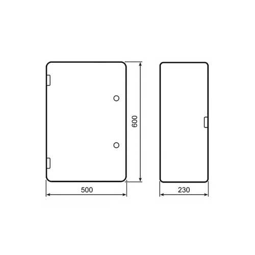 Щит ERKA 025 500 x 600 x 230 мм с монтажной панелью и опаловыми дверцами