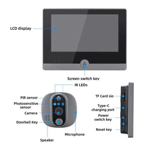 Видеоглазок с вызовом на телефон и записью Tuya Wi-Fi W3