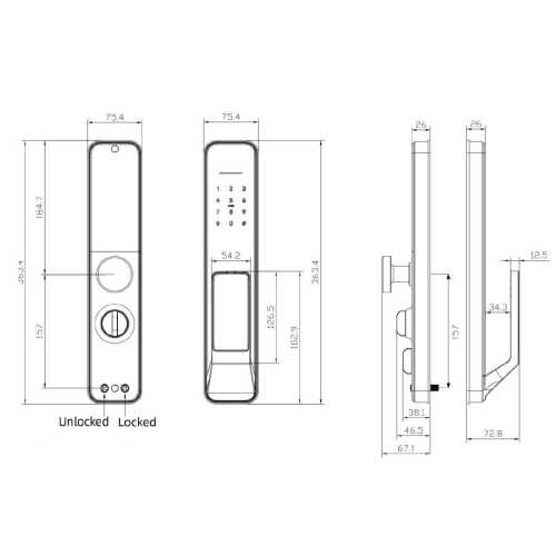 Умный дверной биометрический замок (отпечаток пальца + геометрия лица) SEVEN LOCK SL-7769BFF black